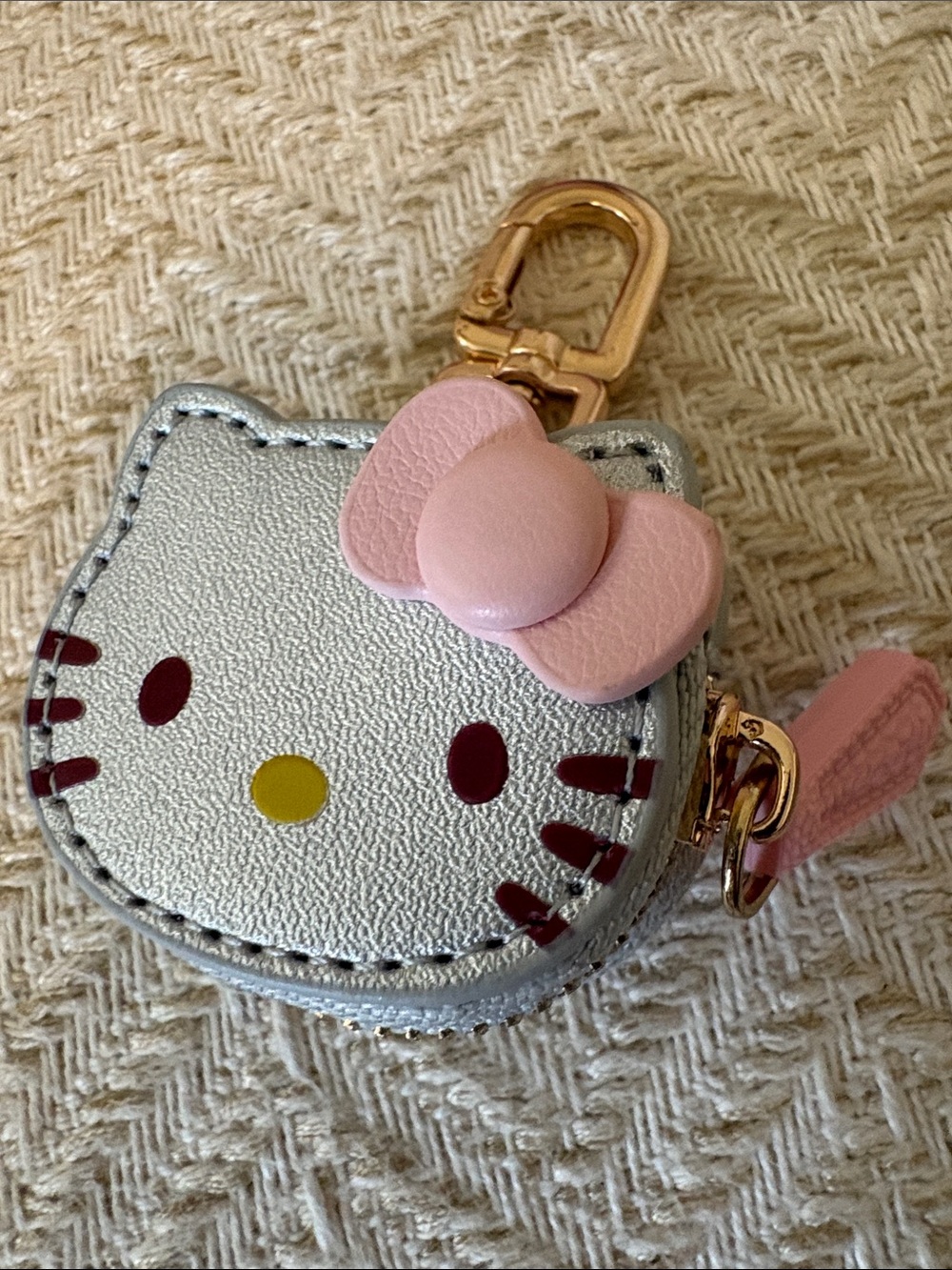 Hello Kitty Silver & Pink Mini Key Chain Coin Purse Bag Charm